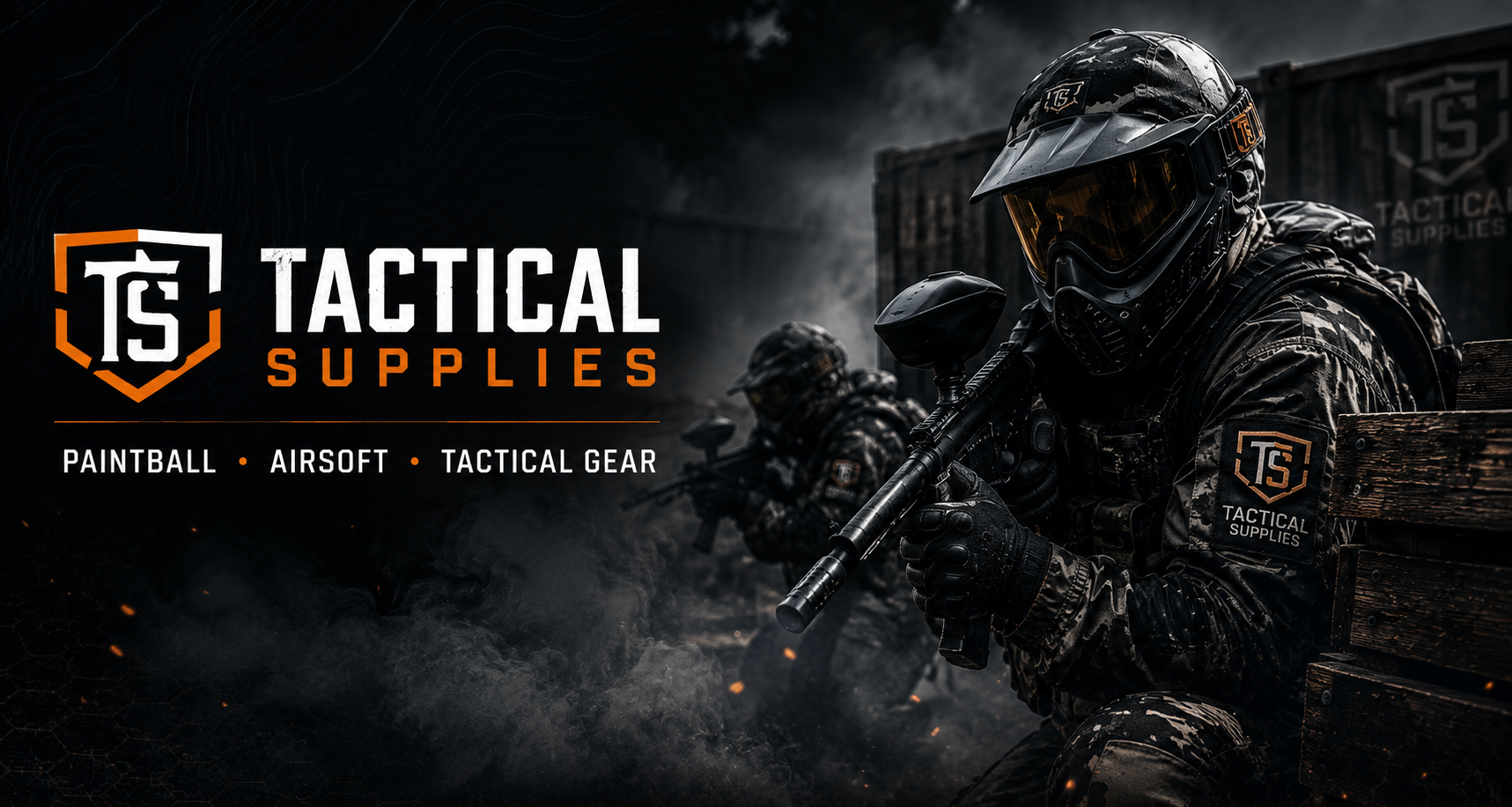 Hero-Banner von Tactical Supplies mit Paintball-Spielern...