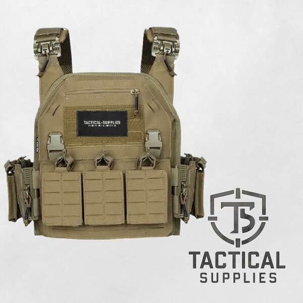 Tactical Plate Carrier mit 5.56 Triple Magazine Pouch Sand