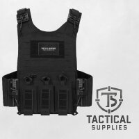 Taktische Weste Laser-Cut MOLLE | Plate Carrier mit Schnellverschluss & 5.56 / 9 mm Magazintasche Camo