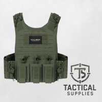 Taktische Weste Laser-Cut MOLLE | Plate Carrier mit Schnellverschluss & 5.56 / 9 mm Magazintasche Sand