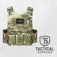 Taktische Weste Laser-Cut MOLLE | Plate Carrier mit Schnellverschluss & 5.56 / 9 mm Magazintasche Schwarz